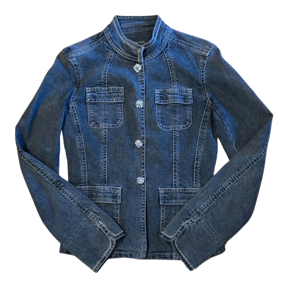 Tahari Denim Jacket Size XS Vintage Jean Chore Jacket